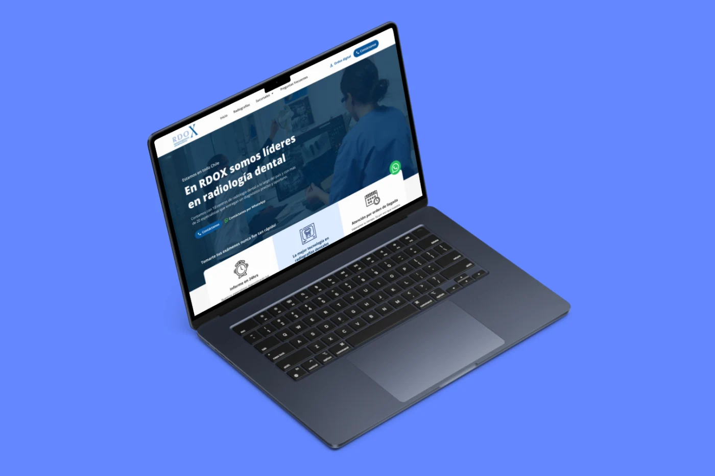 Mockup de un proyecto de rediseño del inicio de RDOX, una clínica de radiologías